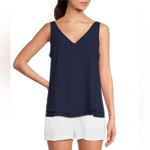 LILLY PULITZER reversible Florin v-neck tank XS High Tide Navy/ You’re The Zest